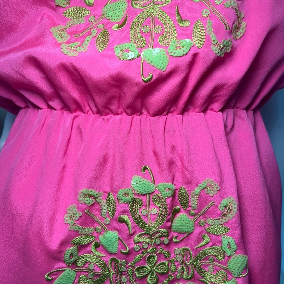 Lilly Pulitzer Pink w/Green Embellishments Jennifer Mini Slip Dress Size S - Picture 5 of 7